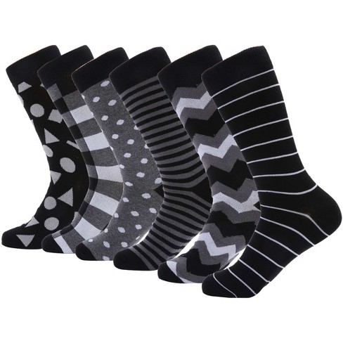 SOXART 6-Pack Mens Dress Socks Striped Patterned Big & Tall Multi Color Cute Style 