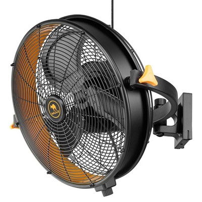 Mule Garage Fan XL, 18 Inch Wall Mount Fan with 3 Speed High Velocity Airflow for Shop, Covered Patio, or Home Gym, Matte Black