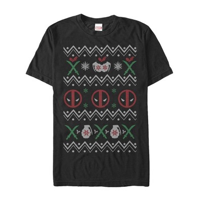 Men's Marvel Ugly Christmas Deadpool T-shirt : Target