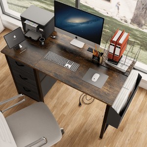 Office desk with power outlet,3drawers and Side Pocket - 1 of 4