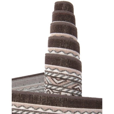 Brown Synthetic Round Stain-Resistant Indoor Area Rug