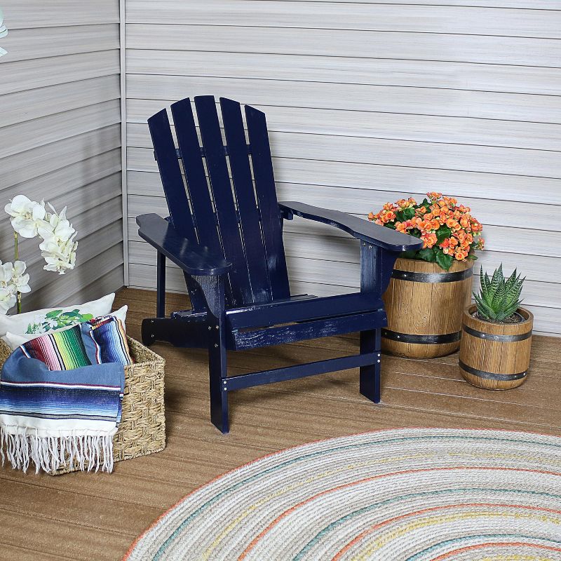 Sunnydaze Fir Wood Painted Finish Coastal Bliss Outdoor Adirondack Chair, 3 of 10
