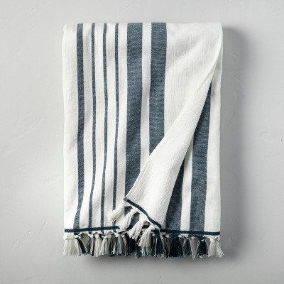 Casual Stripes Cotton Beach Towel Navy/Sour Cream - Hearth & Hand™ with Magnolia