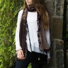 Pavilion Gift Company - Coffee - Ruffled Velvet Scarf - Sweaters and Shawls - 2 of 4
