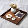KINWELL Square Black Walnut Wood Serving Tray Ottoman Tray with Handles - 2 of 4