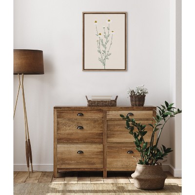 18" x 24" Gold Framed Canvas with White Wildflowers Print