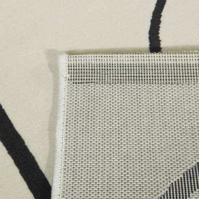 4' x 6' Black and Cream Synthetic Hockey Rink Kids' Rug