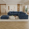 GDFStudio Hawthorne Modern 118.2" Corduroy Fabric and Feather-filled Upholstered 6-Seater Sectional Sofa with Ottoman, Navy Blue - 2 of 4