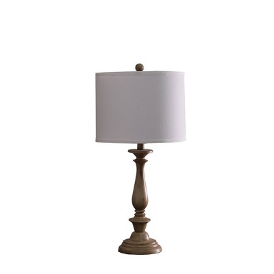 27.5" Coastal Wood Effect Polyresin Table Lamp - Ore International: Antique Cream, Linen Shade