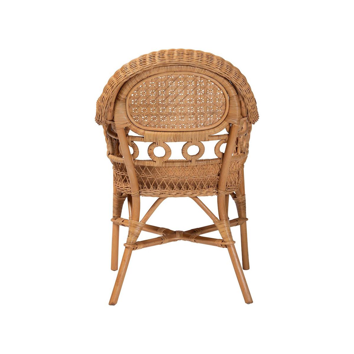bali & pari,Abigale Natural Rattan Dining Chair - Handwoven Wicker Accent Chair with Arms - thumbnail 4