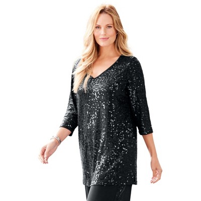 Catherines Women's Plus Size Allover Sequin Tunic
