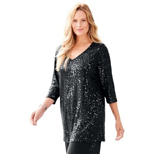 Catherines Women's Plus Size Allover Sequin Tunic - 1 of 4