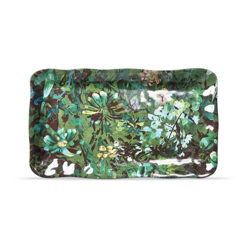 TAG Botanica Green Floral Print Melamine Serving Platter Indoor/Outdoor Machine Washable, 17Lx 10W inch. - image 1 of 2