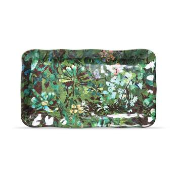 TAG Botanica Green Floral Print Melamine Serving Platter Indoor/Outdoor Machine Washable, 17Lx 10W inch.