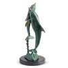 SPI Home Flirty Dolphin Duo Sculpture – Aluminum Coastal Accent, 18” Freestanding Bronze Marine Décor - 3 of 4