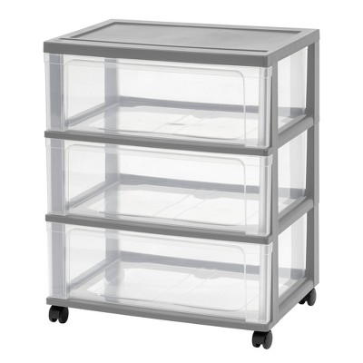 Iris 3 Drawer Storage Cart With Wheels Gray : Target