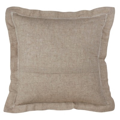 Natural Linen Blend Hemstitch Square Throw Pillow