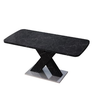 NicBex Modern Square Stretchable Dining Table with X-Shape Leg for 4 to 6,Dining Room,Living Room,Space-Saving - 1 of 4