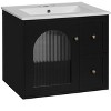 CLIHOME Wall Mounted 24" Bathroom Vanity Set, Bathroom Cabinet with Ceramic Sink, 2 Drawers and 1 Door - 2 of 4