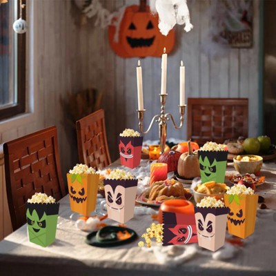 Halloween Popcorn Box Halloween Party Treat Box Candy Cookie Container Decor Popcorn Sales Gift Halloween Party Treat Supplies,12 PCS