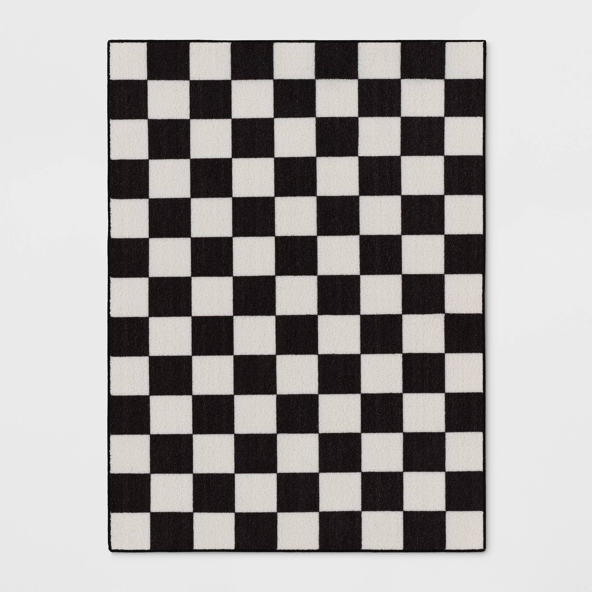 4'x5'5" Washable Small Checker Accent Rug Charcoal and Ivory - Room Essentials™