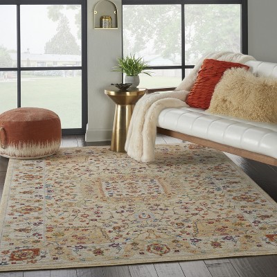 Majestic Sand Medallion Wool and Synthetic Rug 5'6" x 8'