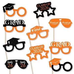 Big Dot of Happiness 2026 Orange Graduation Glasses - Paper Card Stock Party Photo Booth Props Kit - 10 Count - 1 of 4
