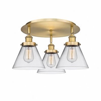 Cone - 3 Light Flush Mount In Art Deco Style-9.5 Inches Tall and 19.5 Inches Wide