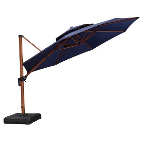 PURPLE LEAF Outdoor Umbrella with Base Patio Round Large Cantilever Umbrella Windproof Offset Heavy Duty Sun Umbrella for Garden Deck Pool - 1 of 4