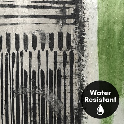 Abstract Green and Black Polyester Shower Curtain