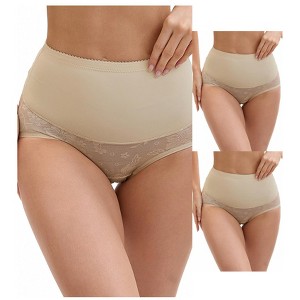 INSPIRE CHIC 3 Packs Women's High Waisted Floral Pattern Pants Butt Lifter Lace Shapewear Control Briefs - 1 of 4