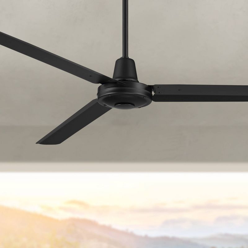 60" Casa Vieja Turbina DC Modern Industrial Indoor Outdoor Ceiling Fan with Remote Control Matte Black Damp Rated for Patio Exterior House Home Porch, 2 of 9