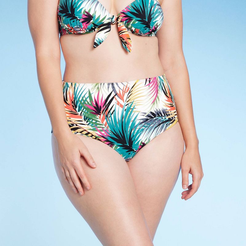 Women's High Waist Medium Coverage Bikini Bottom - Shade & Shore™ Multi Palm Print, 5 of 7