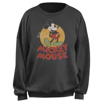Junior's Mickey & Friends Retro Distressed Spotlight Mouse  Sweatshirt - Charcoal - Medium