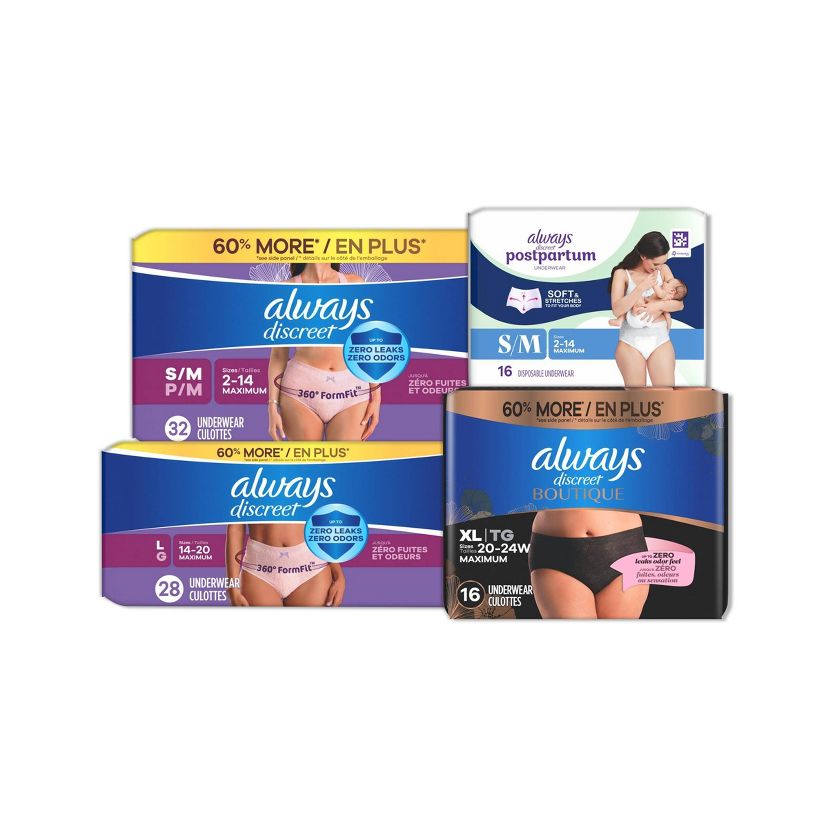 Always Discreet Underwear Collection
