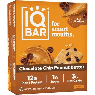 IQBAR Chocolate Chip Peanut Butter Protein Bars - 6.4oz/4ct