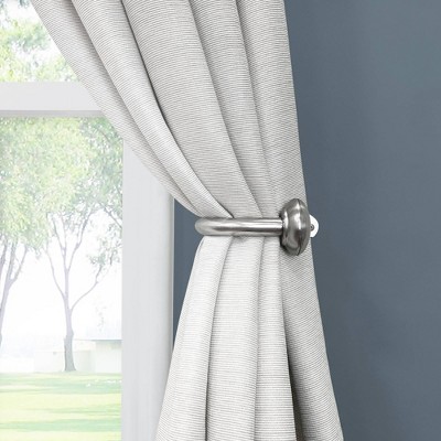 Set of 2 Brushed Nickel Metal Curtain Holdbacks