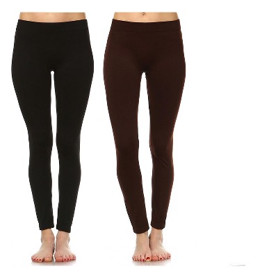 Women's Pack of 2 Solid Leggings - One Size Fits Most - White Mark