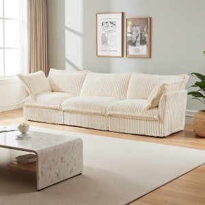 Modular Corduroy 3-Seater Sofa with Removable Covers - 1 of 4