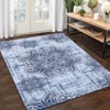 Area Rug Vintage Medallion Machine Washable Rugs Non Slip Non Shedding Distressed Printed Low Pile Foldable Carpet for Bedroom Living Room Playroom - 4 of 4