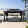 PURPLE LEAF Permanent Hardtop Gazebo Aluminum Gazebo with Galvanized Steel Double Roof for Patio Lawn and Garden with Curtains and Netting - 2 of 4