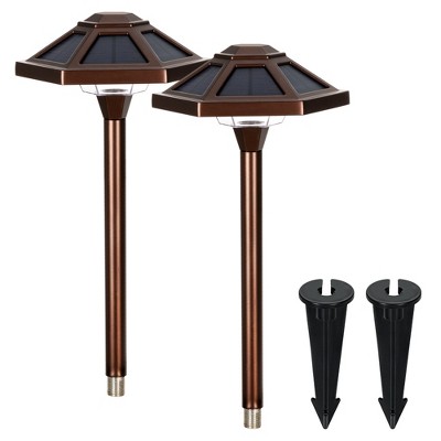 Gigalumi Warm White Solar LED  Landscape Light , Gold-Red Bronze Aluminum, Waterproof Path Light 2-Pack