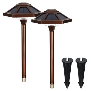 Gigalumi Aluminum Alloy Solar LED  Landscape Light, Waterproof Warm White Pathway Light, 2-Pack - 1 of 4