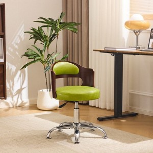 Karl Home | Ring-Shaped Wooden Back Office Chair With Foot Spikes And Wheels - 1 of 4