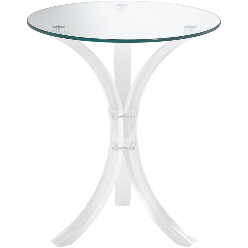 Studio 55D Felicity Modern Acrylic Round Accent Table 18" Wide Clear Tempered Glass Tabletop Curved Legs for Living Room Bedroom Bedside Entryway Home, 3 of 10