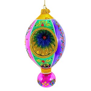 Huras Family 7.0 Inch Merry & Bright Tivoli Gardens Christmas Tree Ornament , Oblong Single Reflector Drop (1PC) - 1 of 3