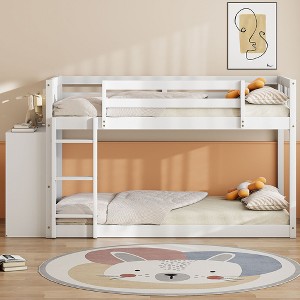 NicBex Twin Over Twin/Full Over Full Bunk Bed with Built-in Design and Fence,Loft Bed with 4 Drawers and 3 Shelves for Bedroom,White/Gray/Espresso - 1 of 4