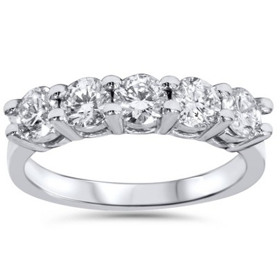Pompeii3 3/4ct Diamond 5-Stone Wedding Anniversary 14K White