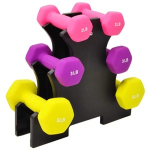 Sapphtopaz Neoprene Dumbbell Set with Vertical Rack, Hand Weights for Exercise and Muscle Toning, Multiple Colored - 1 of 2