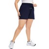 Women Plus Size Comfy Sweat Shorts Drawstring Elastic High Waist Casual Summer Yoga Lounge Shorts,Navy blue,4XL - 4 of 4